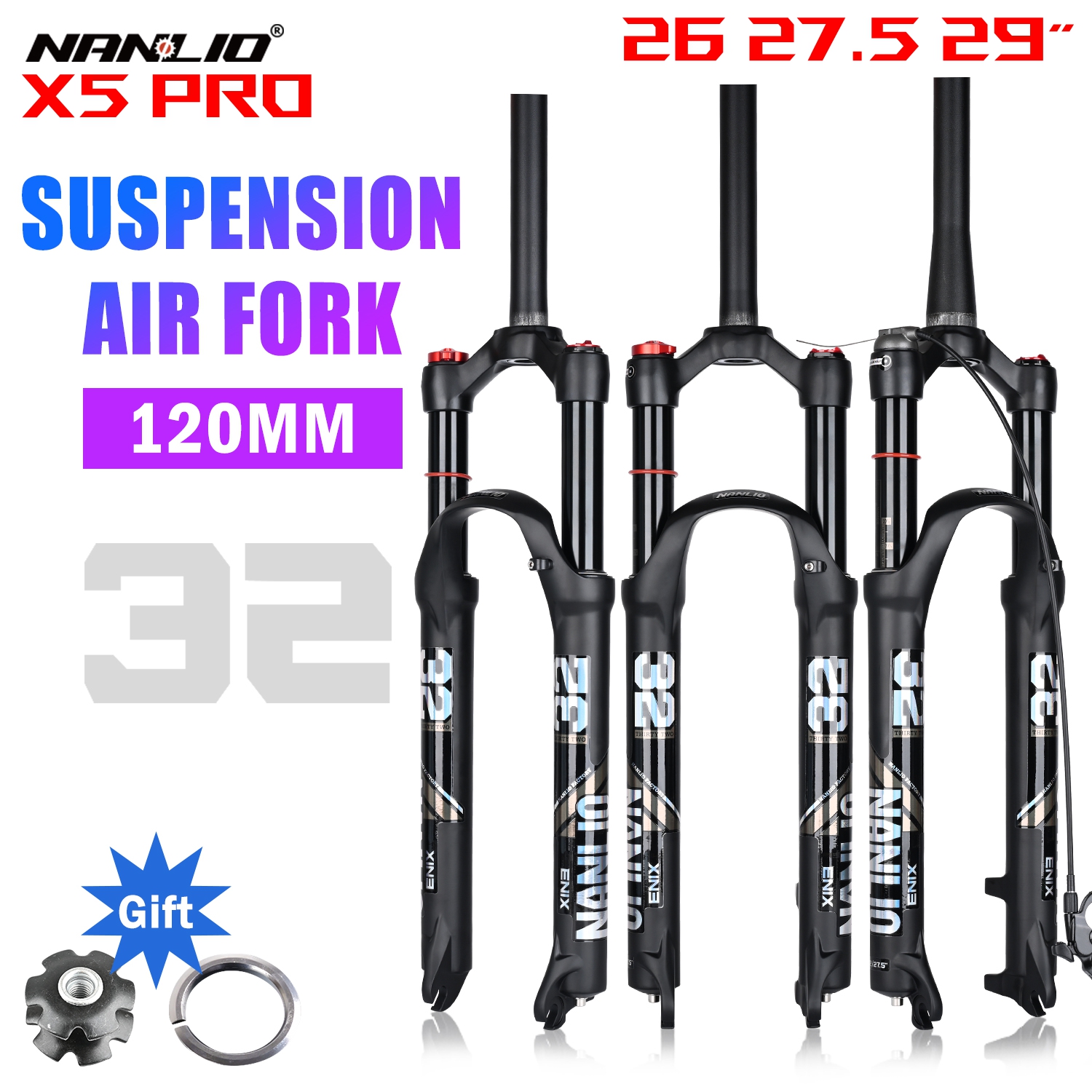 Mountain Biking Gifts - Bicycle Air Suspension Forks Nanlio X5